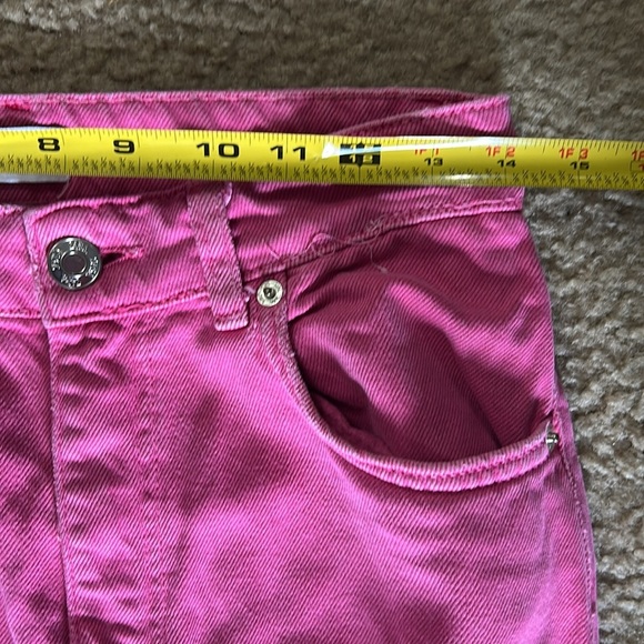 Zara The Boogie Pant High Rise Wide Leg Raw Hem Jeans Pink Sz 6 - Picture 5 of 10